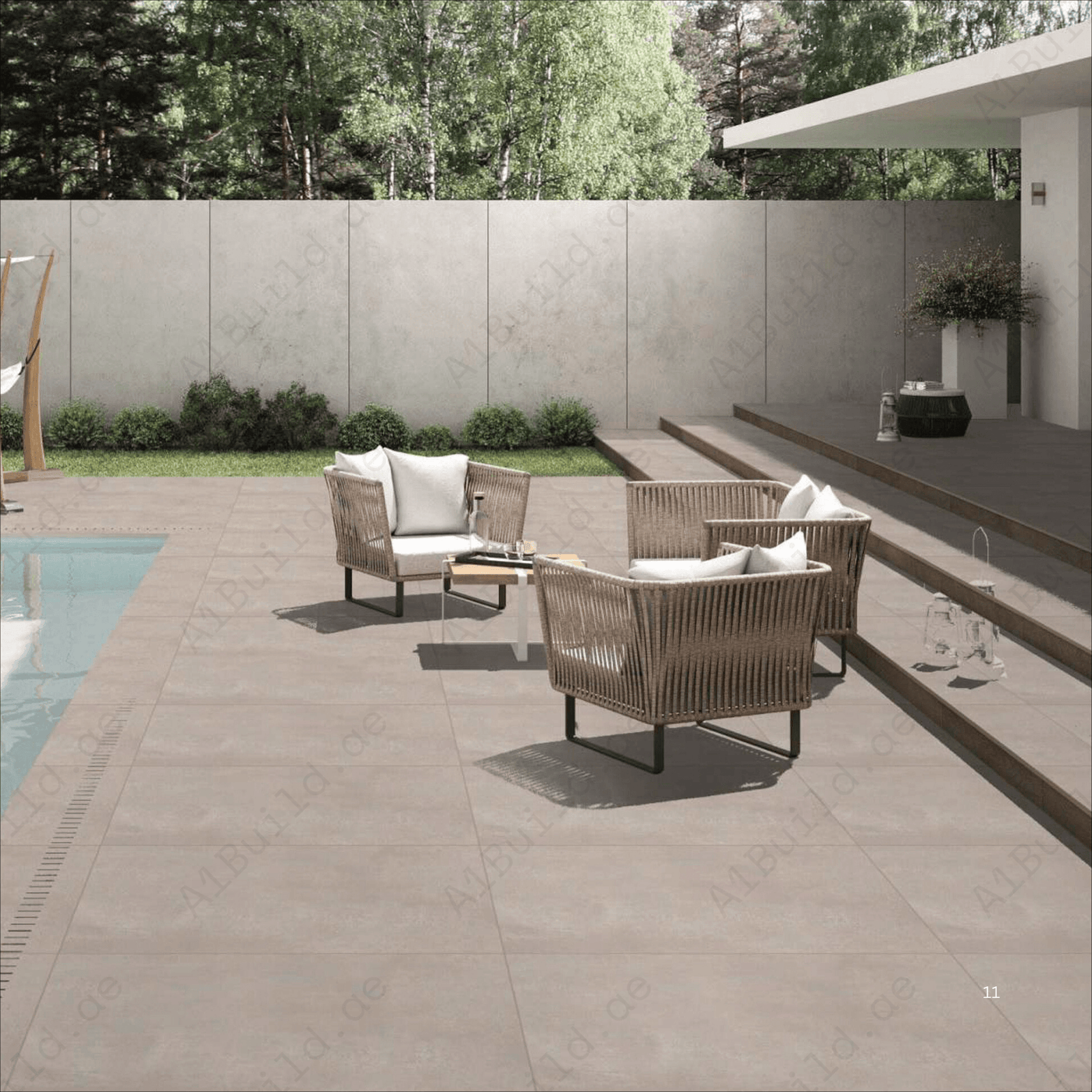 Plaza Maroon Rough Matt (R11) Outdoor Porcelain Tiles | 60x120cm Heavy Duty (R11) for Slip-Resistant Exteriors - Image 2