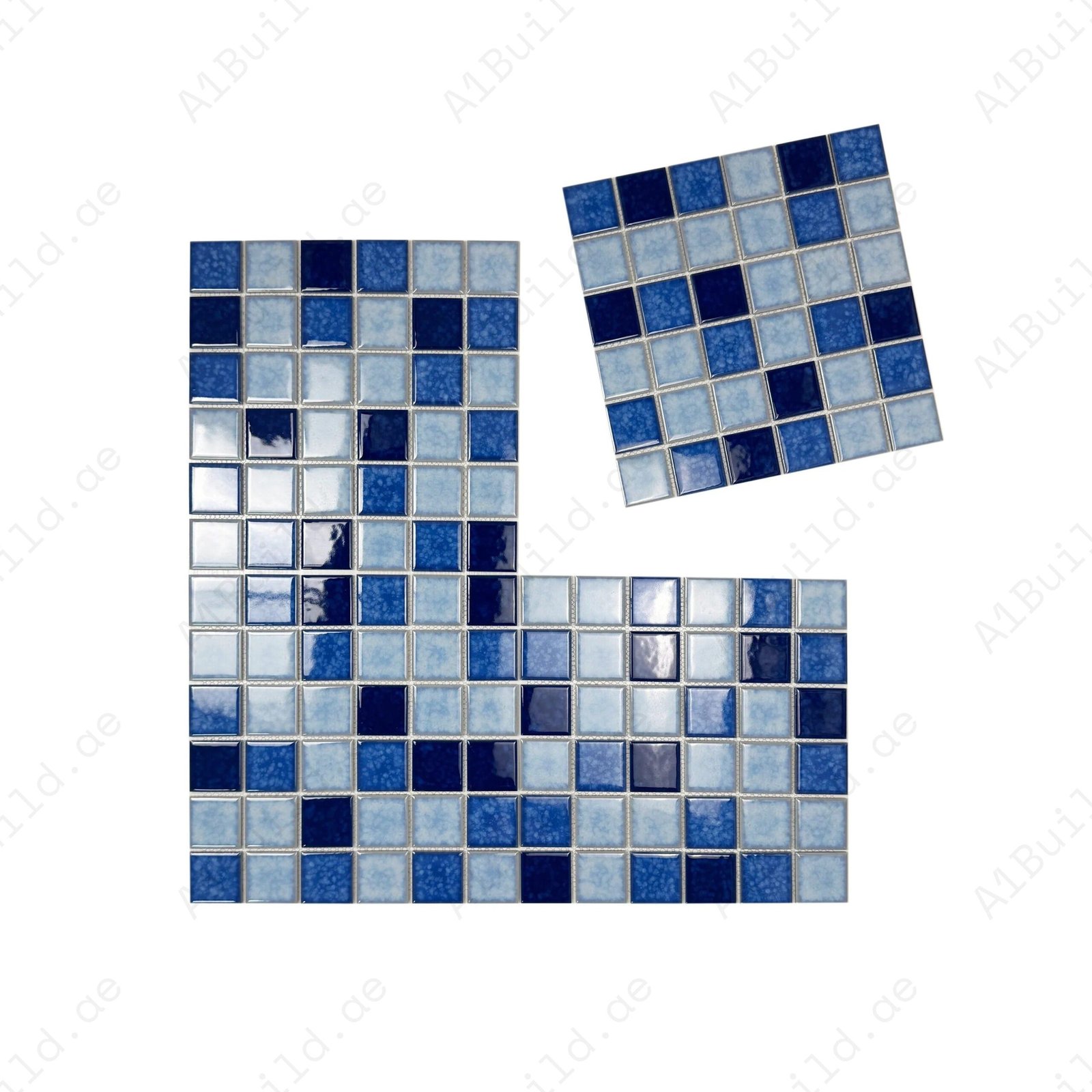 Midnight Splendor Powder & Navy Blue Porcelain Mosaic - Image 2