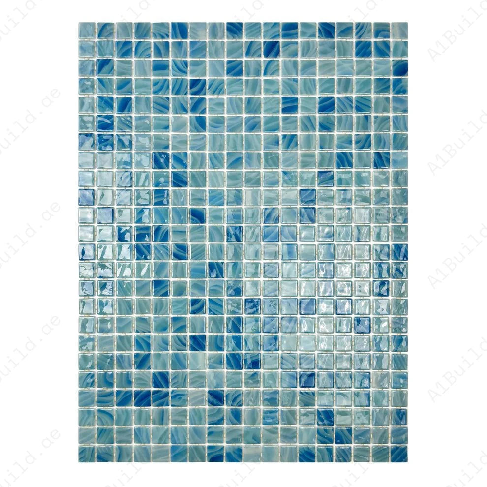 Spanish Mosaic Series Powder Blue & Teal Blue Mixed Recycled Glass Mosaic