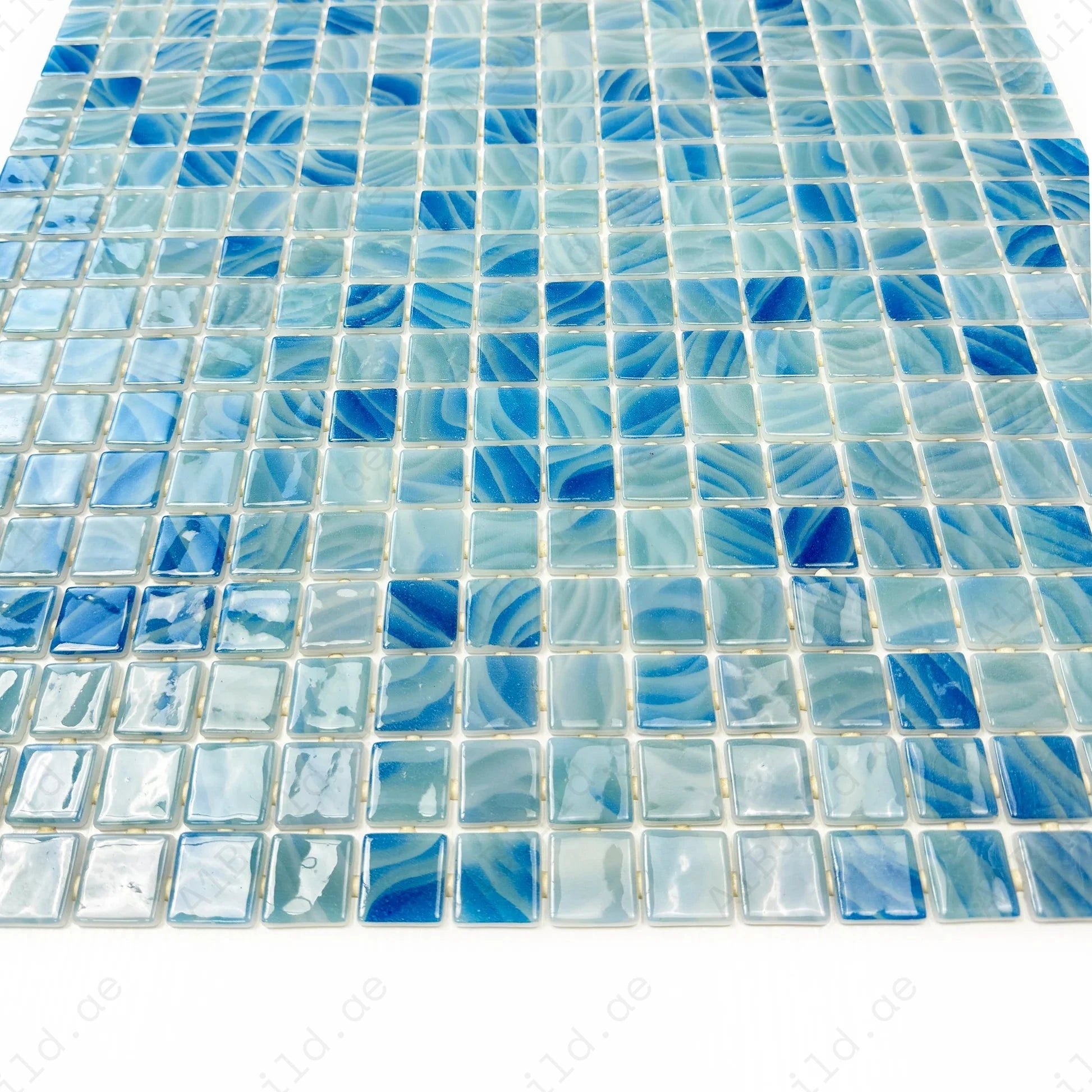 Spanish Mosaic Series Powder Blue & Teal Blue Mixed Recycled Glass Mosaic - Image 2