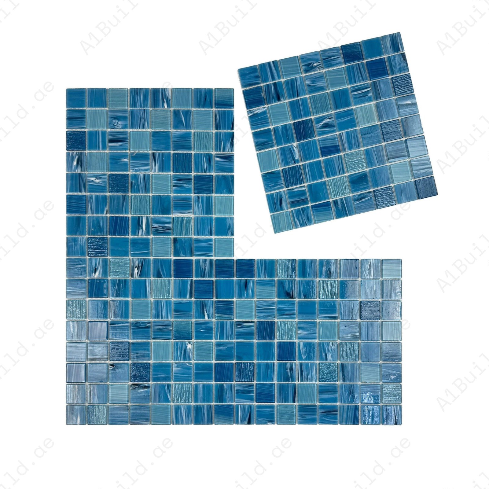 Noble Haven Tiffany Blue & Light Blue Mixed Glass Mosaic Swimming Pool Tile - Image 2