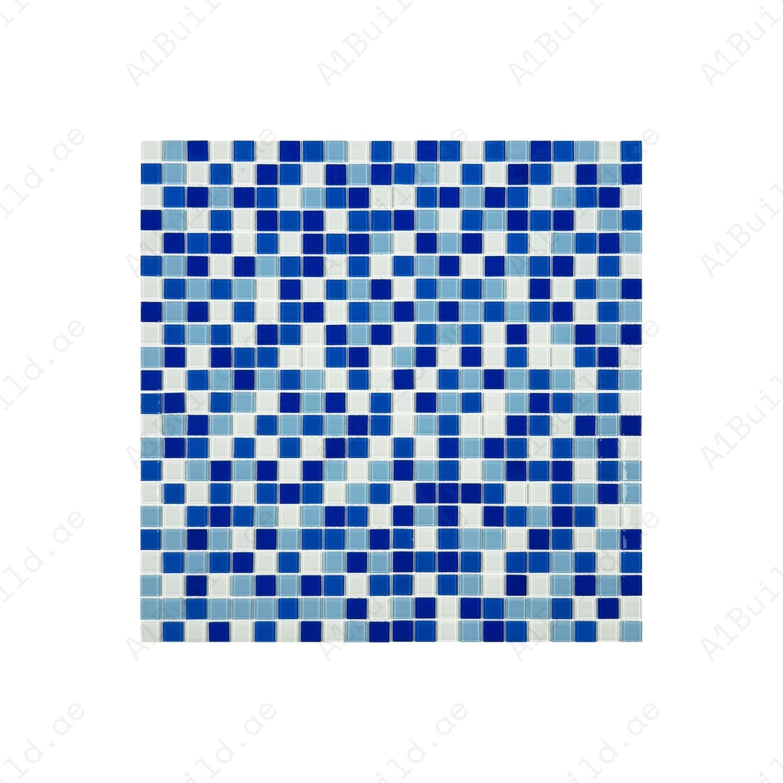 White & Baby Blue & Cobalt Blue & Navy Blue Mixed Crystal Glass Mosaic