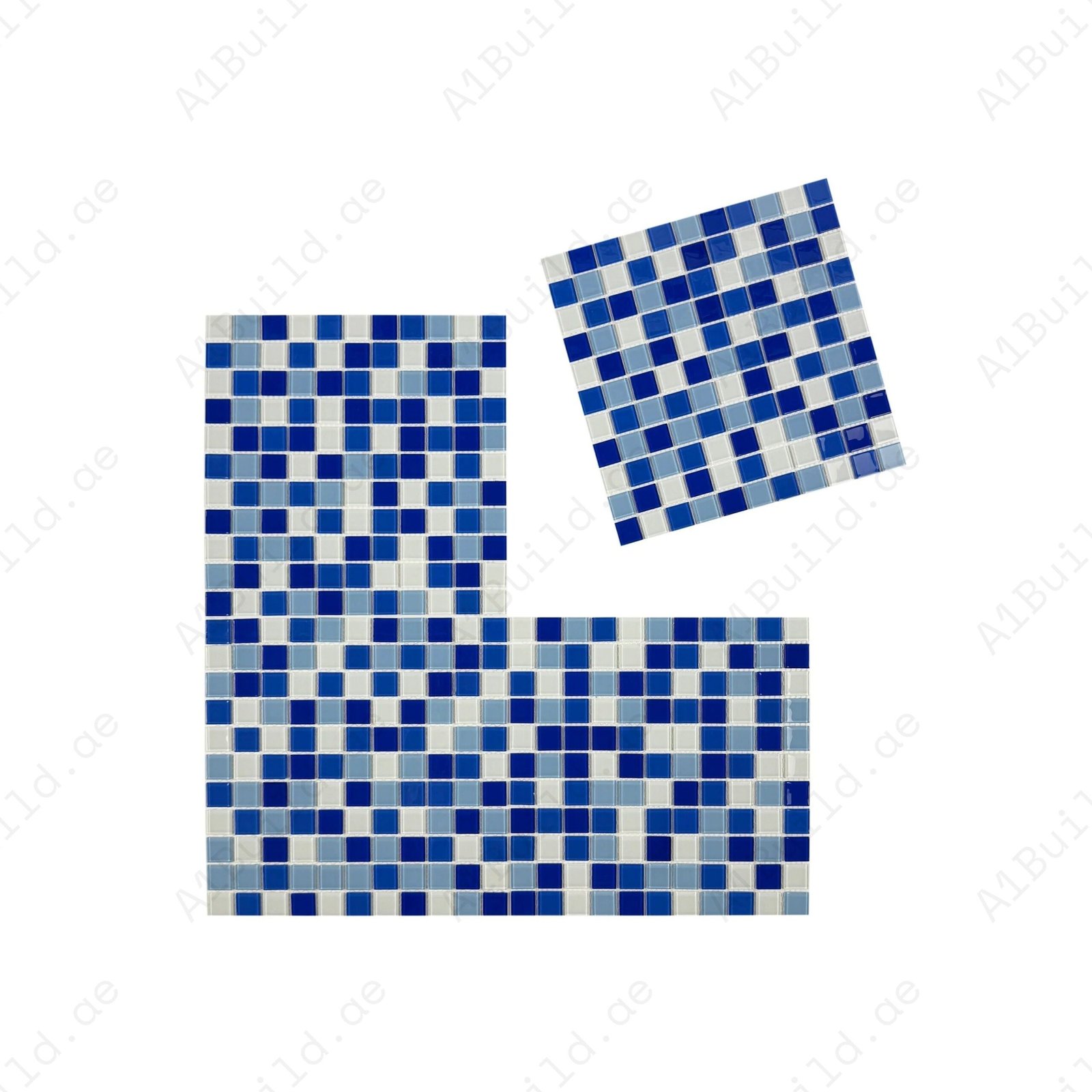 White & Baby Blue & Cobalt Blue & Navy Blue Mixed Crystal Glass Mosaic - Image 2
