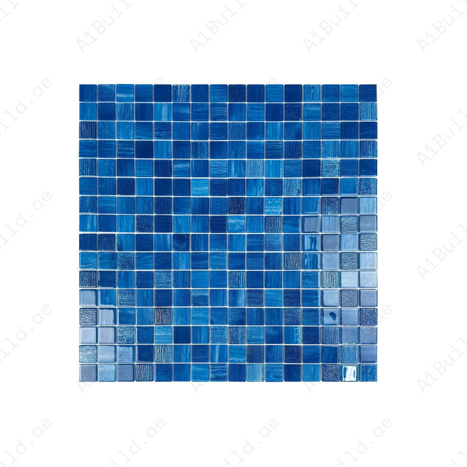 Noble Haven Yale Blue & Sapphire Blue & French Blue Mixed Glass Mosaic Swimming Pool Tile