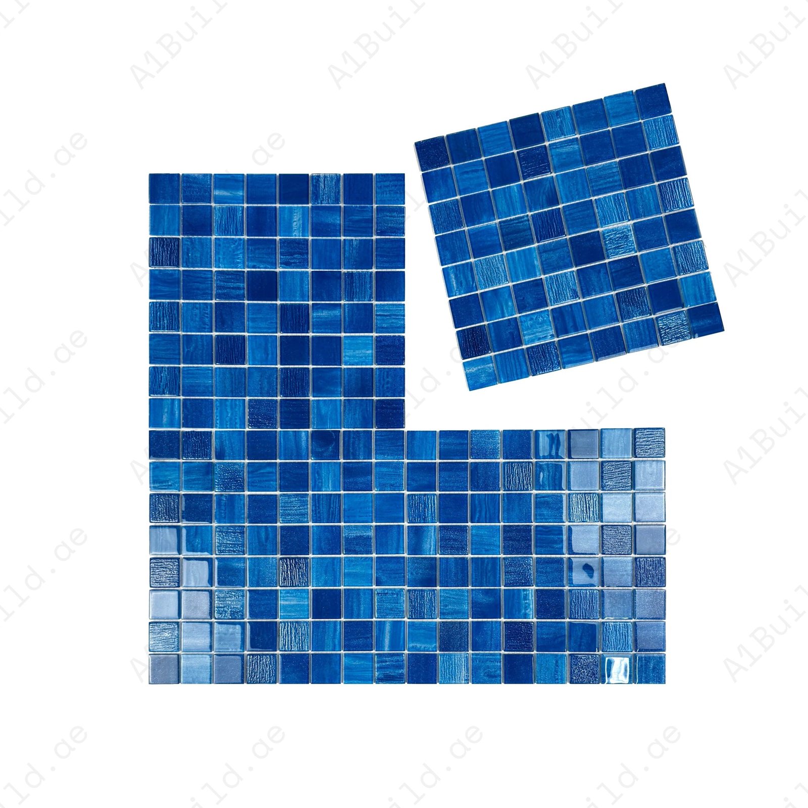 Noble Haven Yale Blue & Sapphire Blue & French Blue Mixed Glass Mosaic Swimming Pool Tile - Image 2
