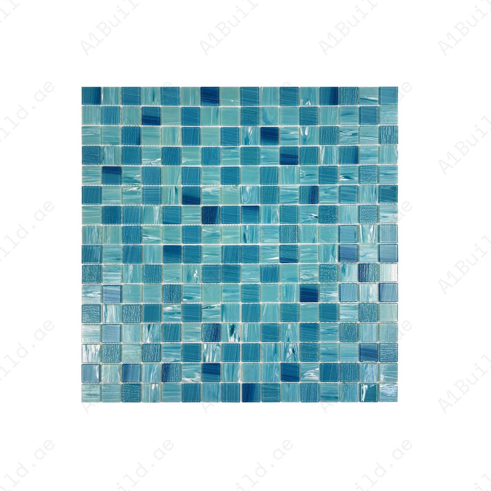 Noble Haven Sky Blue & French Blue Mixed Glass Mosaic Swimming Pool Tile