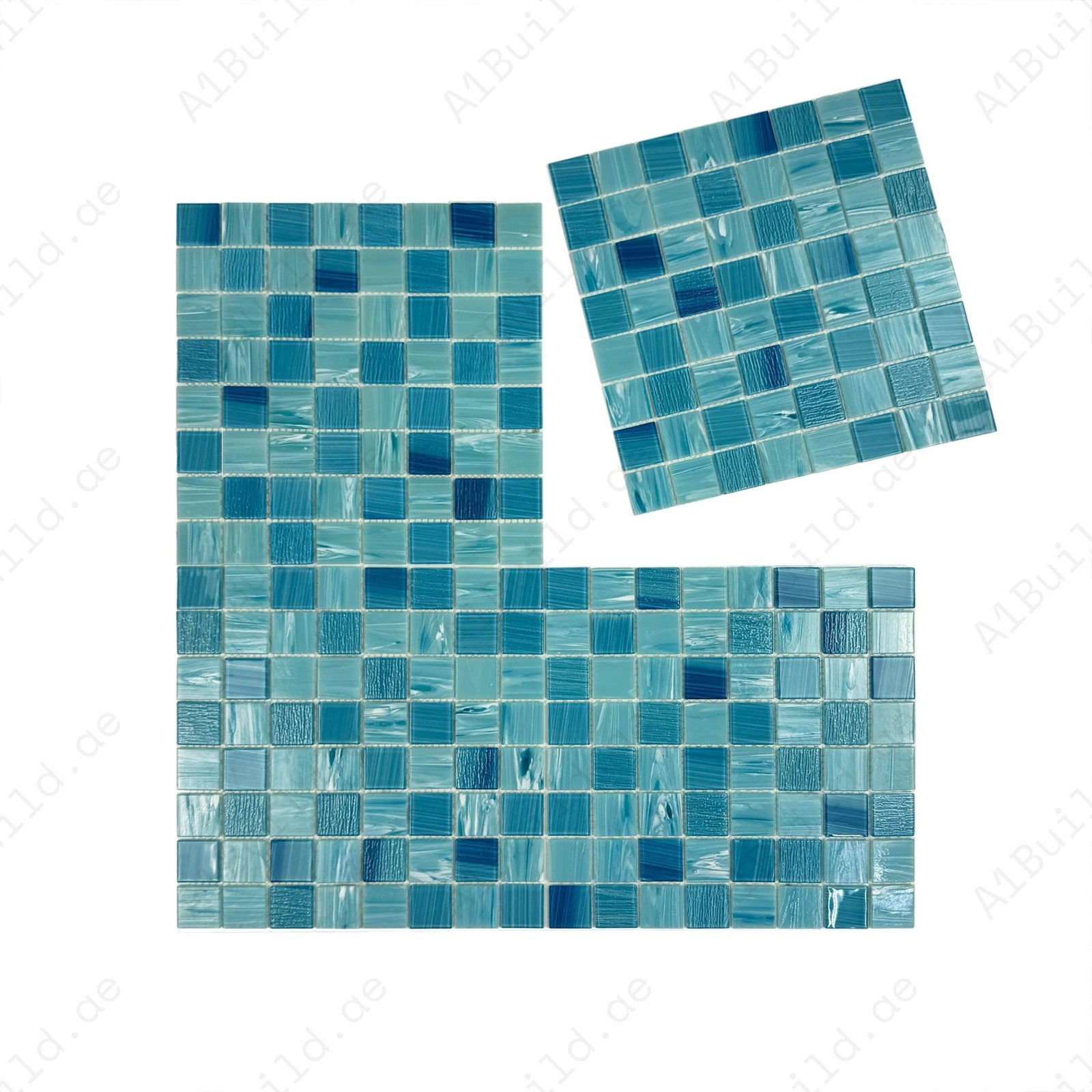 Noble Haven Sky Blue & French Blue Mixed Glass Mosaic Swimming Pool Tile - Image 2