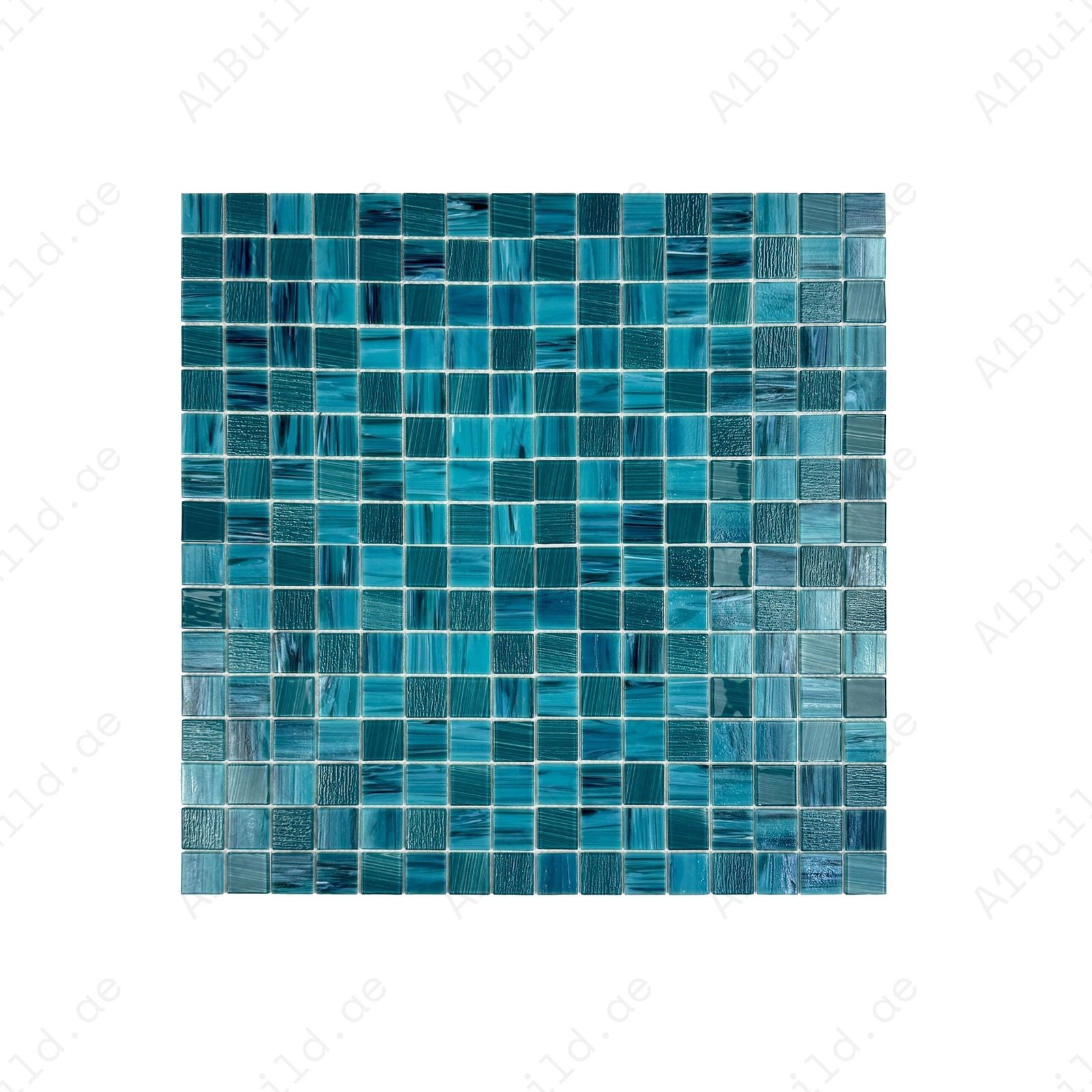 Noble Haven Teal Blue Glass Mosaic Swimming Pool Tile