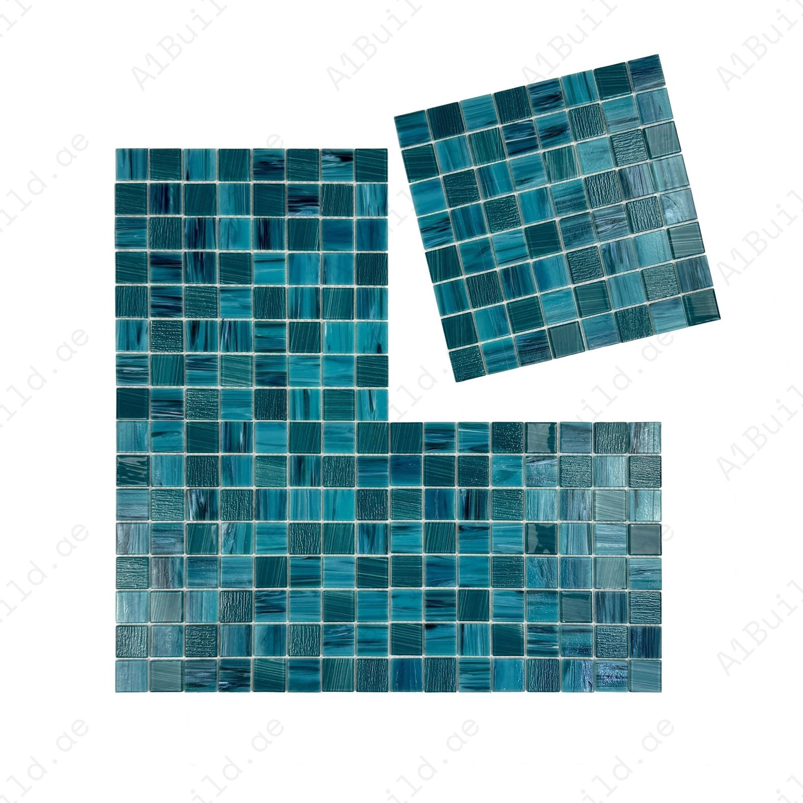 Noble Haven Teal Blue Glass Mosaic Swimming Pool Tile - Image 2