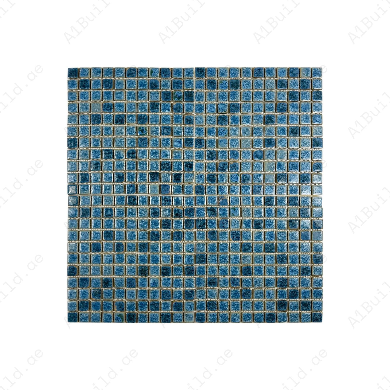 Milan Melody Series Sapphire Blue & Yale Blue Mixed Square Ice Crack Porcelain Mosaic