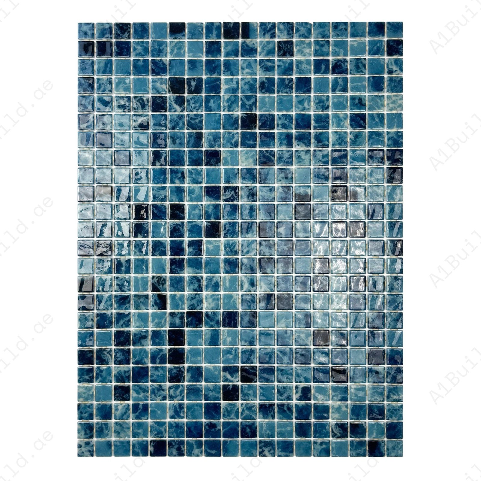 Spanish Mosaic Series Teal Blue Recycled Glass Mosaic