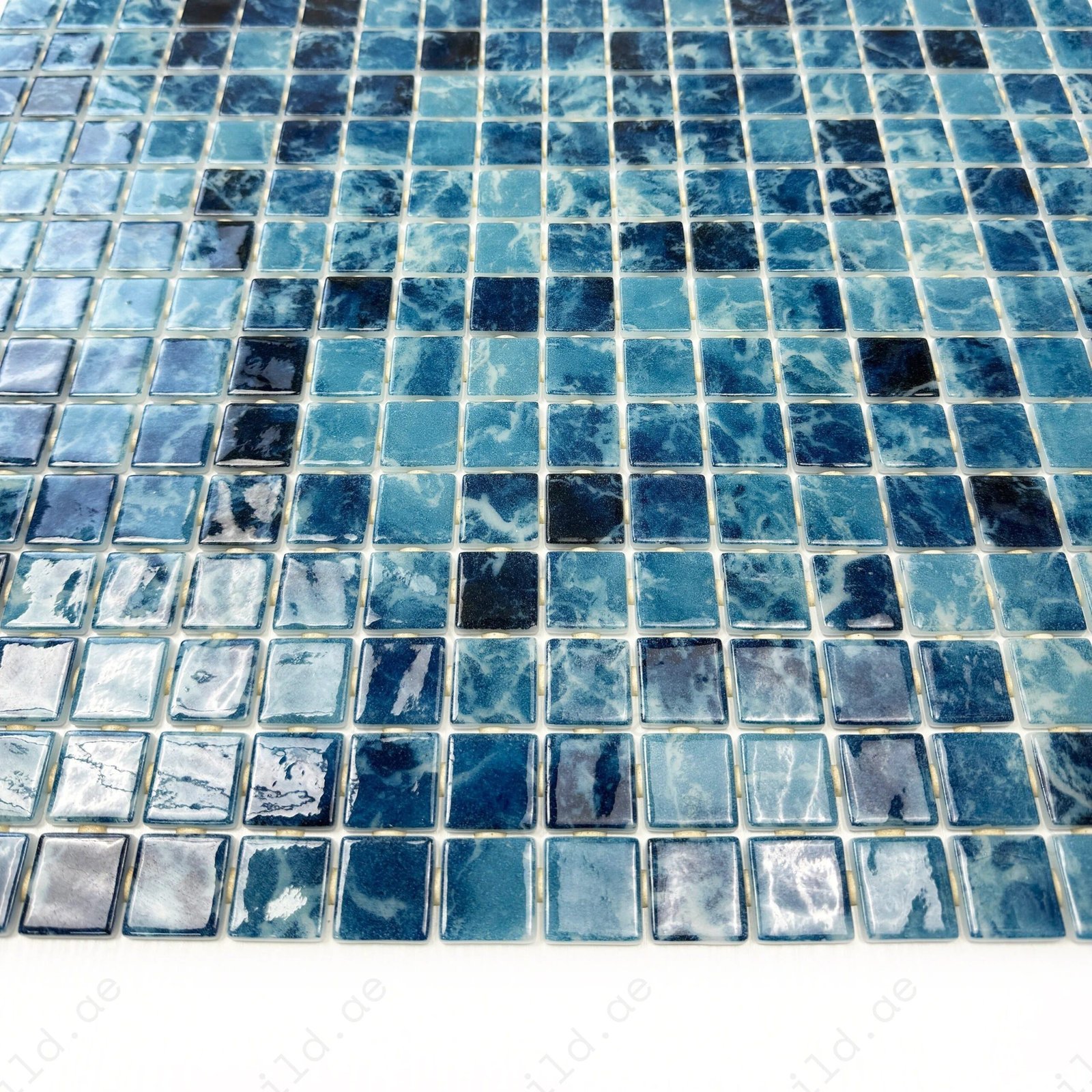 Spanish Mosaic Series Teal Blue Recycled Glass Mosaic - Image 2