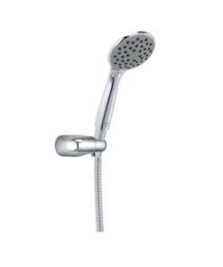 Kludi Rak 62003 1S Hose Holder & Hand Shower Set: chrome-plated, durable, with rain function, flexible hose, and pressure heater compatible.
