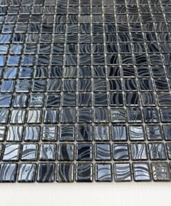 Alternative view of Spanish Mosaic Series Iron Grey & Ash Grey Shinny Streaks And Swirls Texture Recycled Glass Mosaic