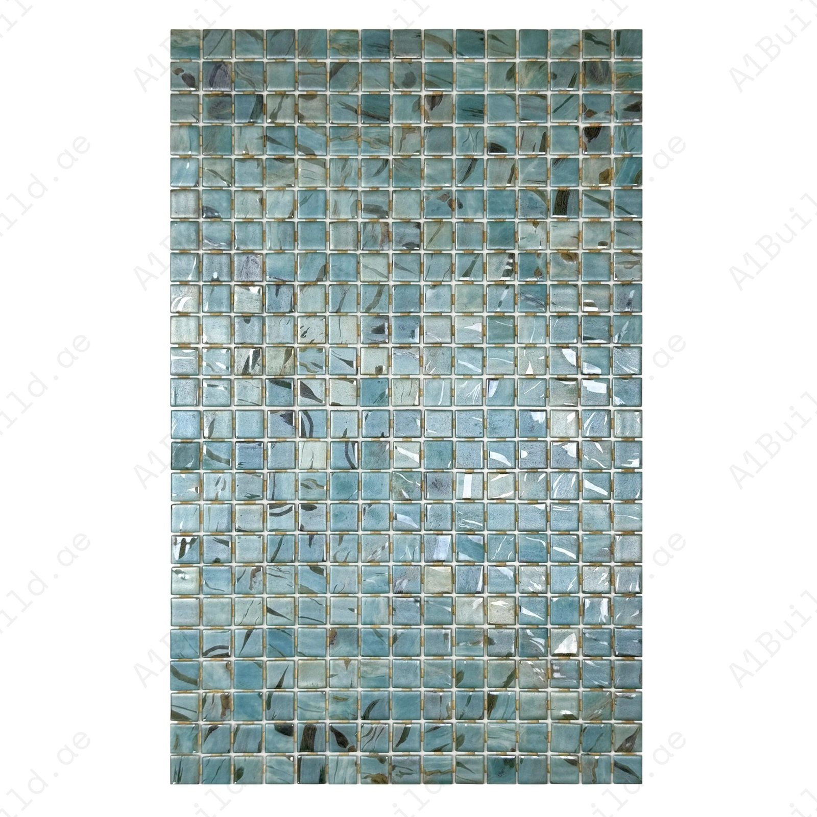 Spanish Mosaic Series Light Blue & Nile Blue & Coffe Brown Streaks And Swirls Texture Recycled Glass Mosaic