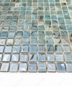 Alternative view of Spanish Mosaic Series Light Blue & Nile Blue & Coffe Brown Streaks And Swirls Texture Recycled Glass Mosaic