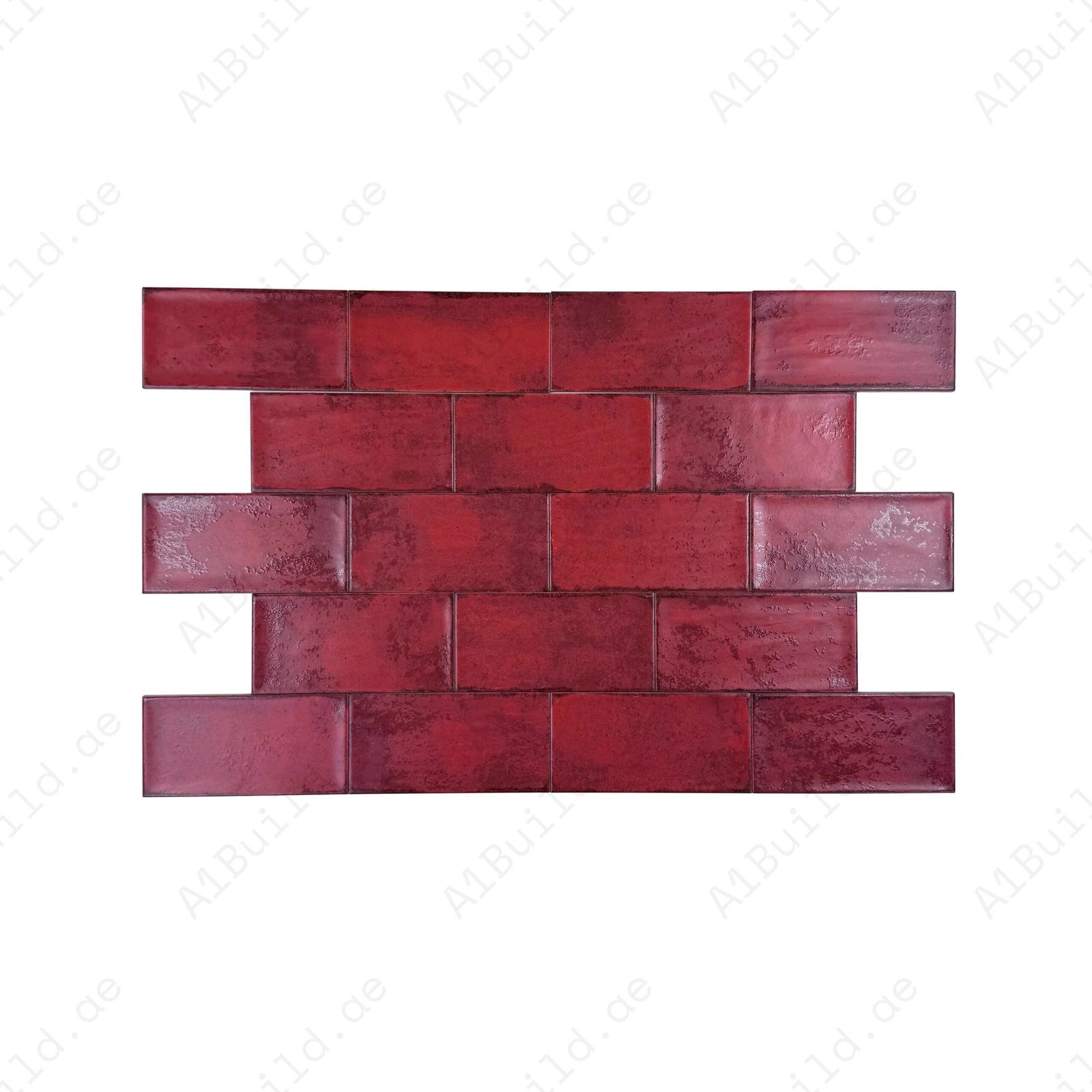 Ruby Red Matte Ceramic Artisanal Tile - Image 2