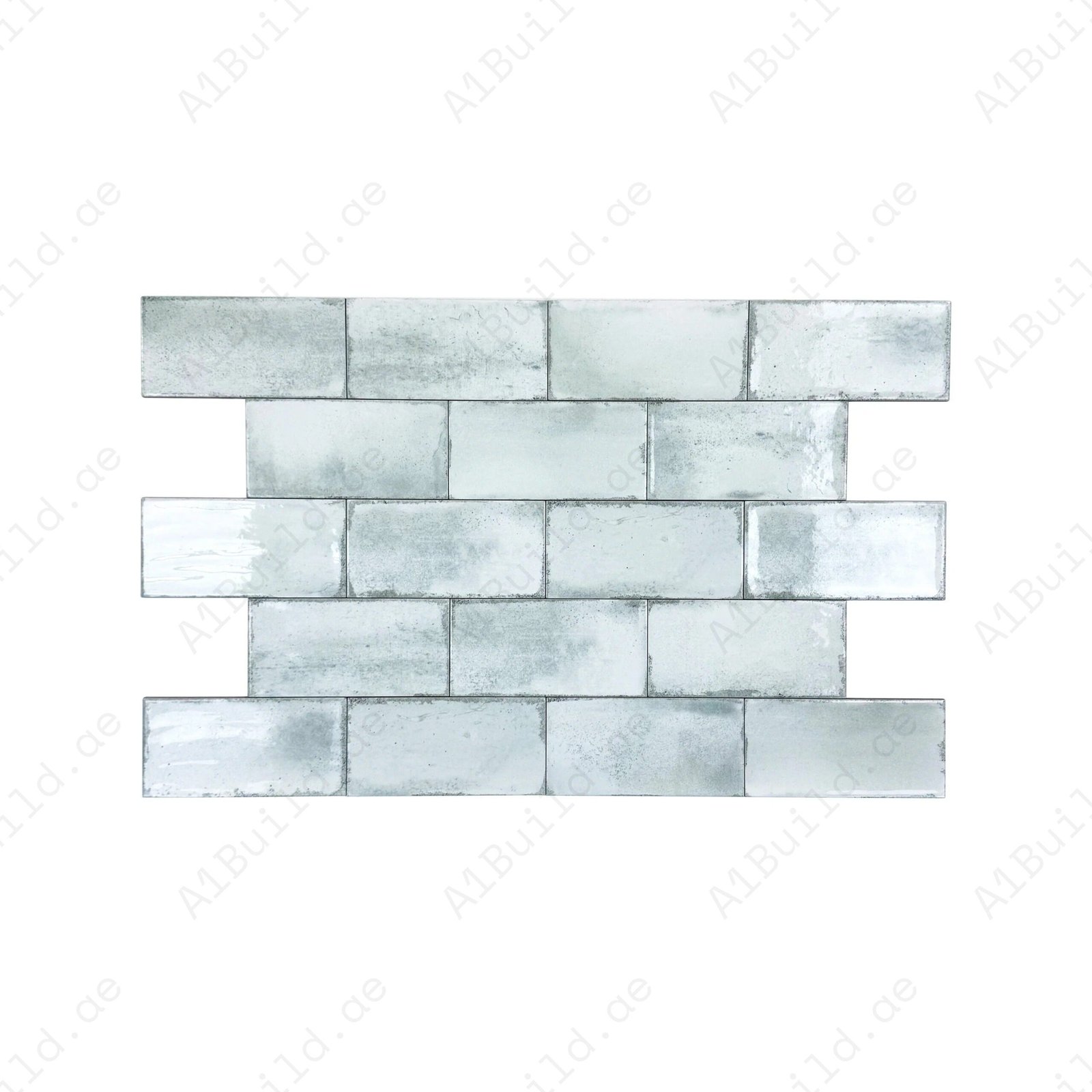 Sage Green Glossy Ceramic Artisanal Tile - Image 2