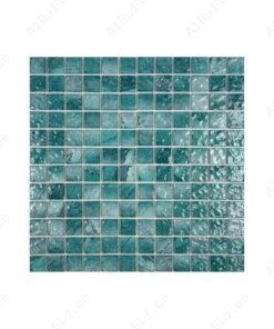Serene Wave Forest Green Mable Design Porcelain Mosaic