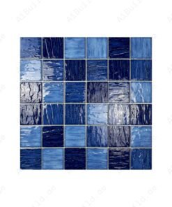 Serene Wave French Blue & Navy Blue Mixed 3D Crystalline Glazed Porcelain Mosaic