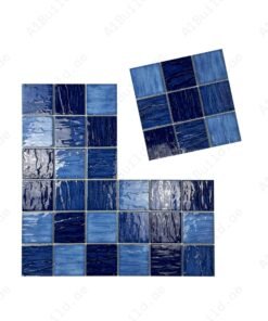 Alternative view of Serene Wave French Blue & Navy Blue Mixed 3D Crystalline Glazed Porcelain Mosaic
