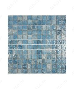Serene Wave Light Blue & Cyan Blue Mixed Marble Design Porcelain Mosaic