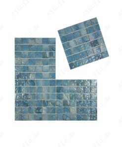 Alternative view of Serene Wave Light Blue & Cyan Blue Mixed Marble Design Porcelain Mosaic
