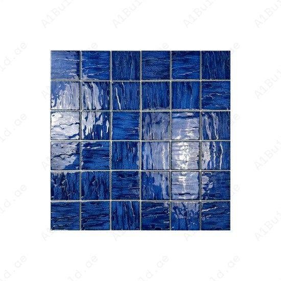 Serene Wave Navy Blue 3D Crystalline Glazed Porcelain Mosaic