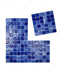 Alternative view of Serene Wave Navy Blue Wave Pattern Crystalline Glazed Porcelain Mosaic