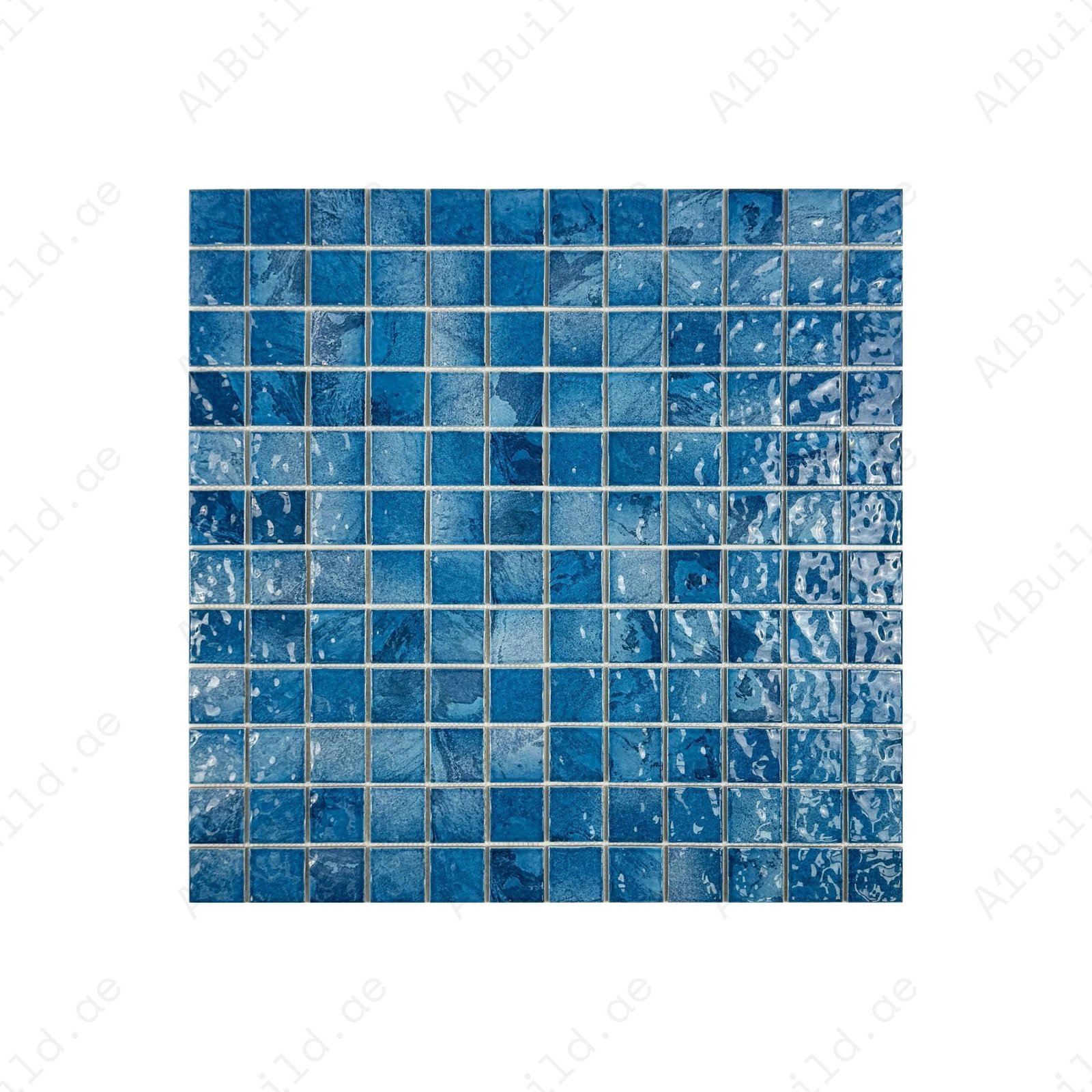 Serene Wave Sapphire Blue & Baby Blue Mixed mable design Porcelain Mosaic