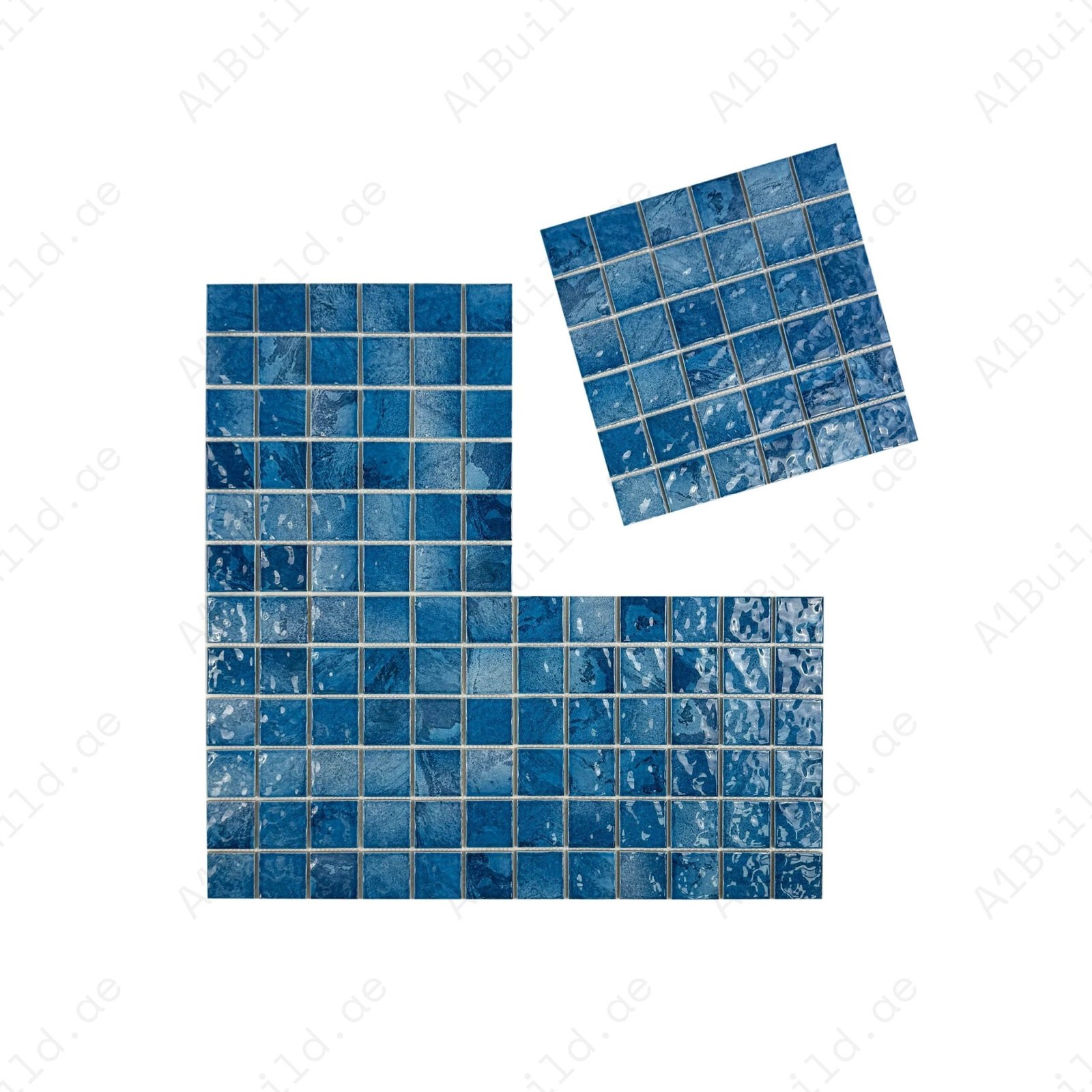 Serene Wave Sapphire Blue & Baby Blue Mixed mable design Porcelain Mosaic - Image 2