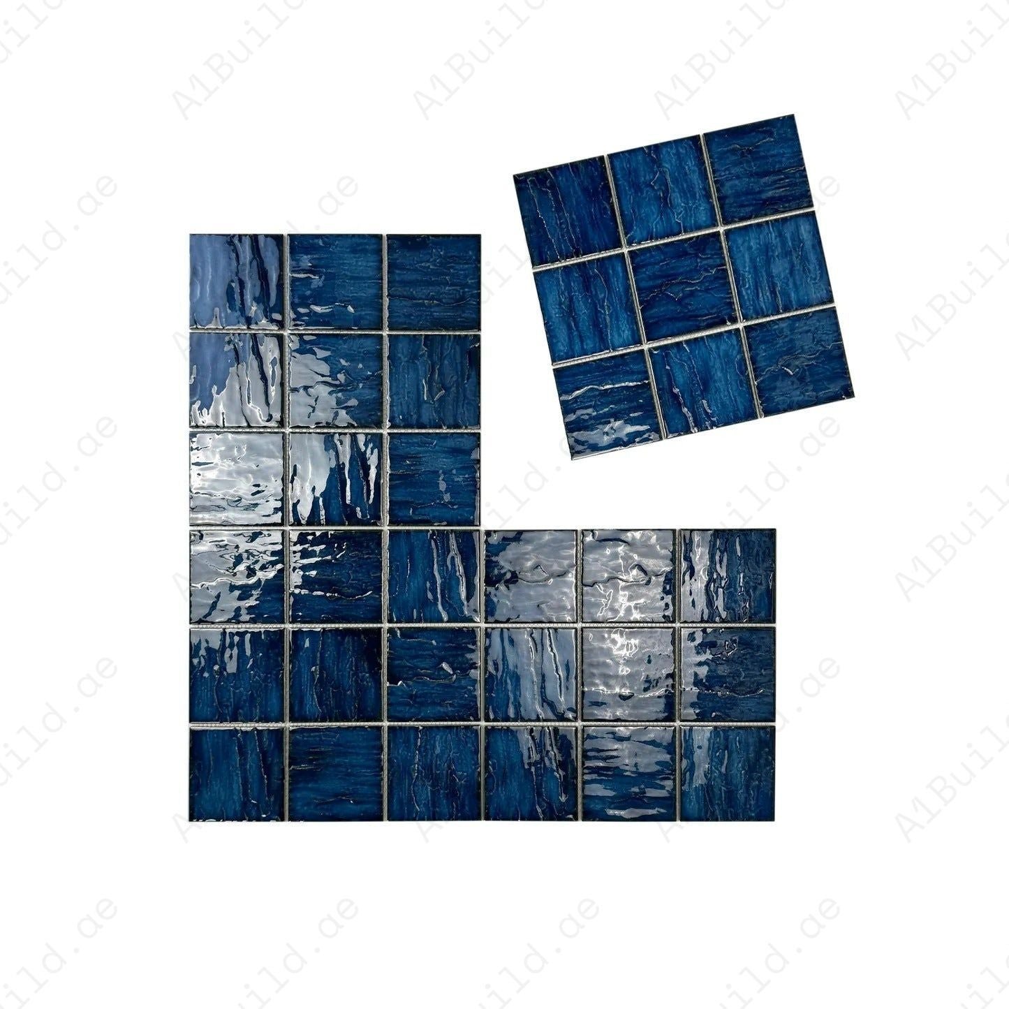 Serene Wave Sapphire Blue 3D Crystalline Glazed Porcelain Mosaic - Image 2