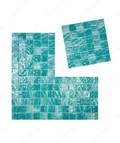 Alternative view of Serene Wave Tiffany Blue Wave Pattern Crystalline Glazed Porcelain Mosaic