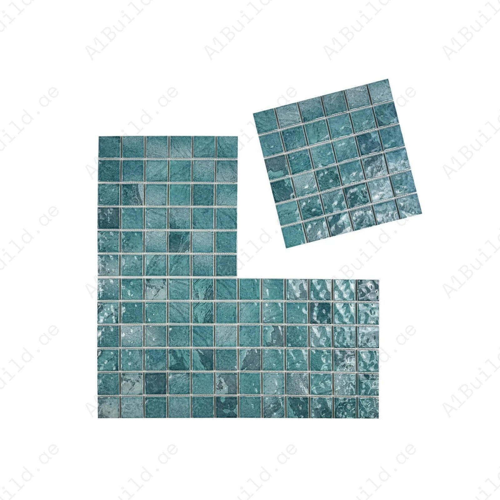 Serene Wave Tiffany blue & Light Blue Mixed Marble Design Porcelain Mosaic - Image 2