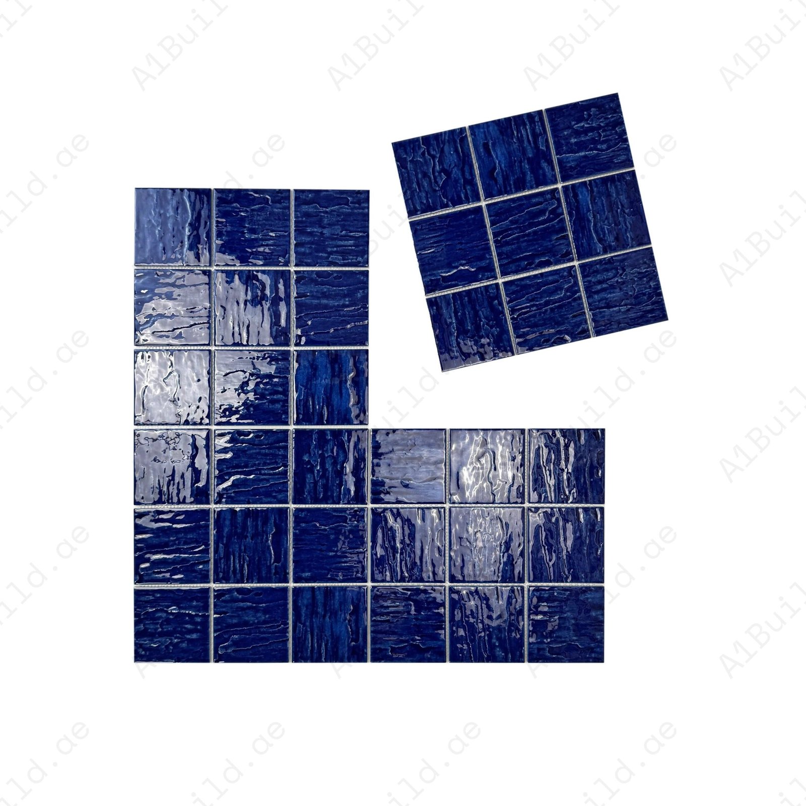 Serene Wave Cobalt Blue 3D Crystalline Glazed Porcelain Mosaic - Image 2