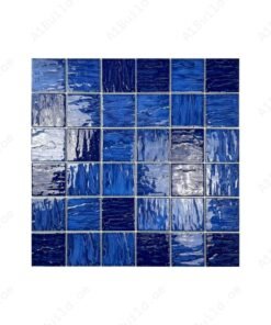 Serene Wave Cobalt Blue & Midnight Blue Mixed 3D Crystalline Glazed Porcelain Mosaic