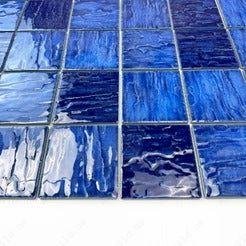 Alternative view of Serene Wave Cobalt Blue & Midnight Blue Mixed 3D Crystalline Glazed Porcelain Mosaic