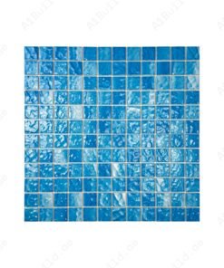 Serene Wave Cyan Blue Wave Pattern Crystalline Glazed Porcelain Mosaic
