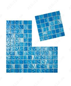 Alternative view of Serene Wave Cyan Blue Wave Pattern Crystalline Glazed Porcelain Mosaic
