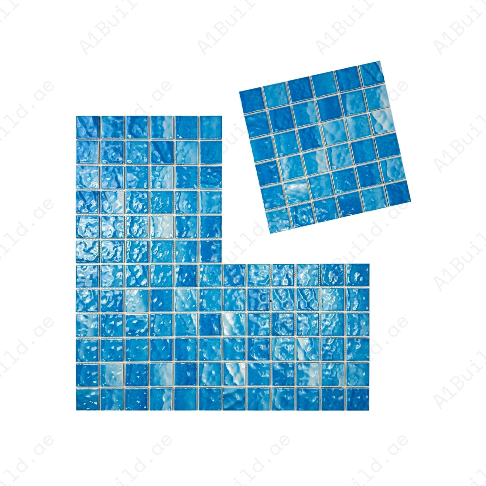 Serene Wave Cyan Blue Wave Pattern Crystalline Glazed Porcelain Mosaic - Image 2