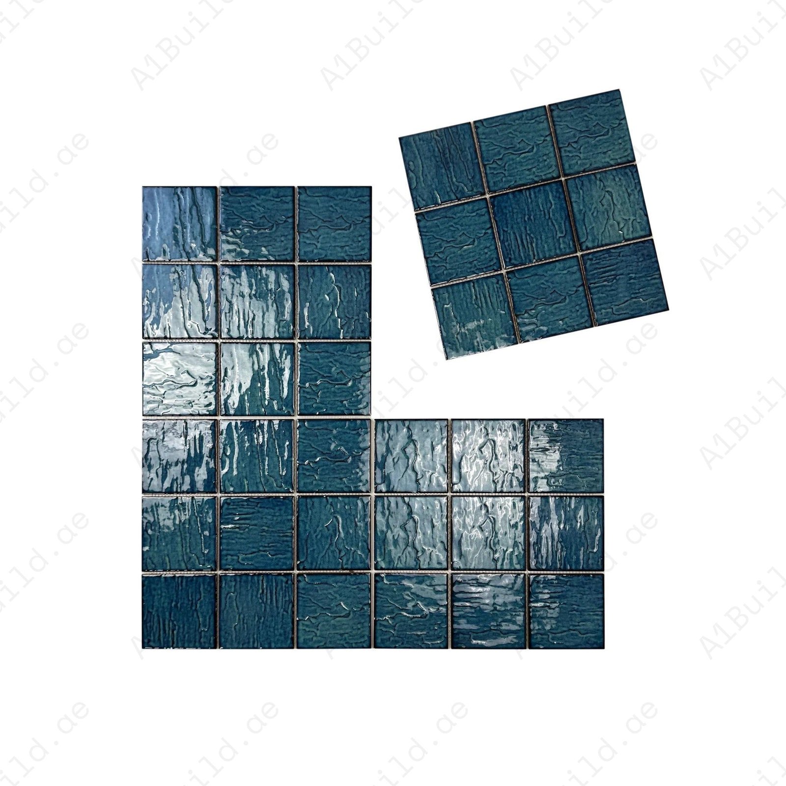 Serene Wave Fern Green 3D Crystalline Glazed Porcelain Mosaic - Image 2