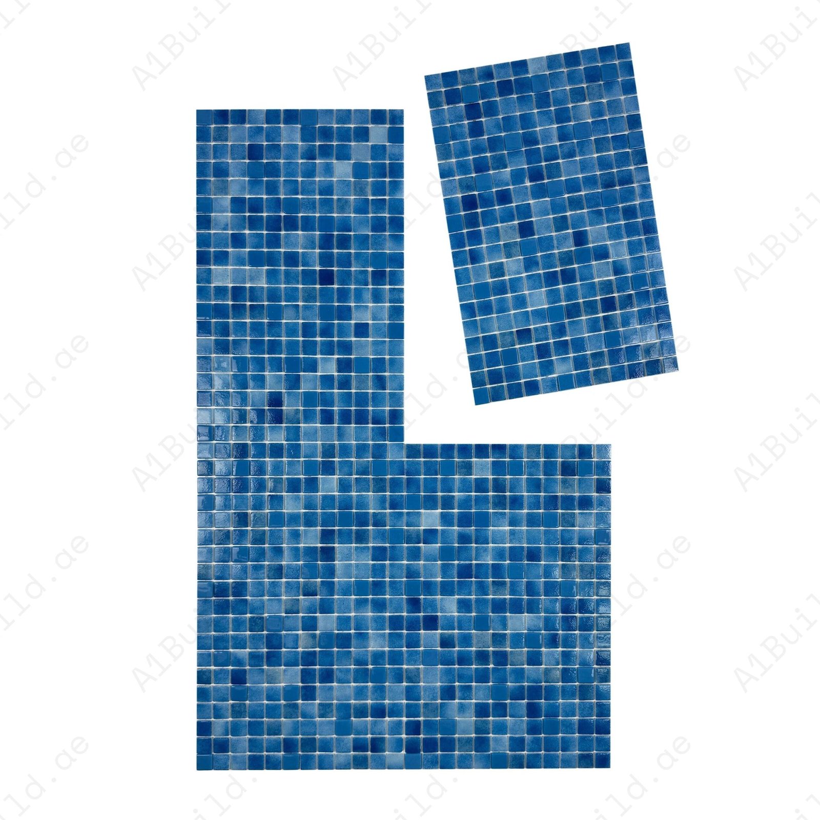 European Mosaic Series French Blue & Flourescent Blue Mixed Flourescent Glass Mosaic - Image 2