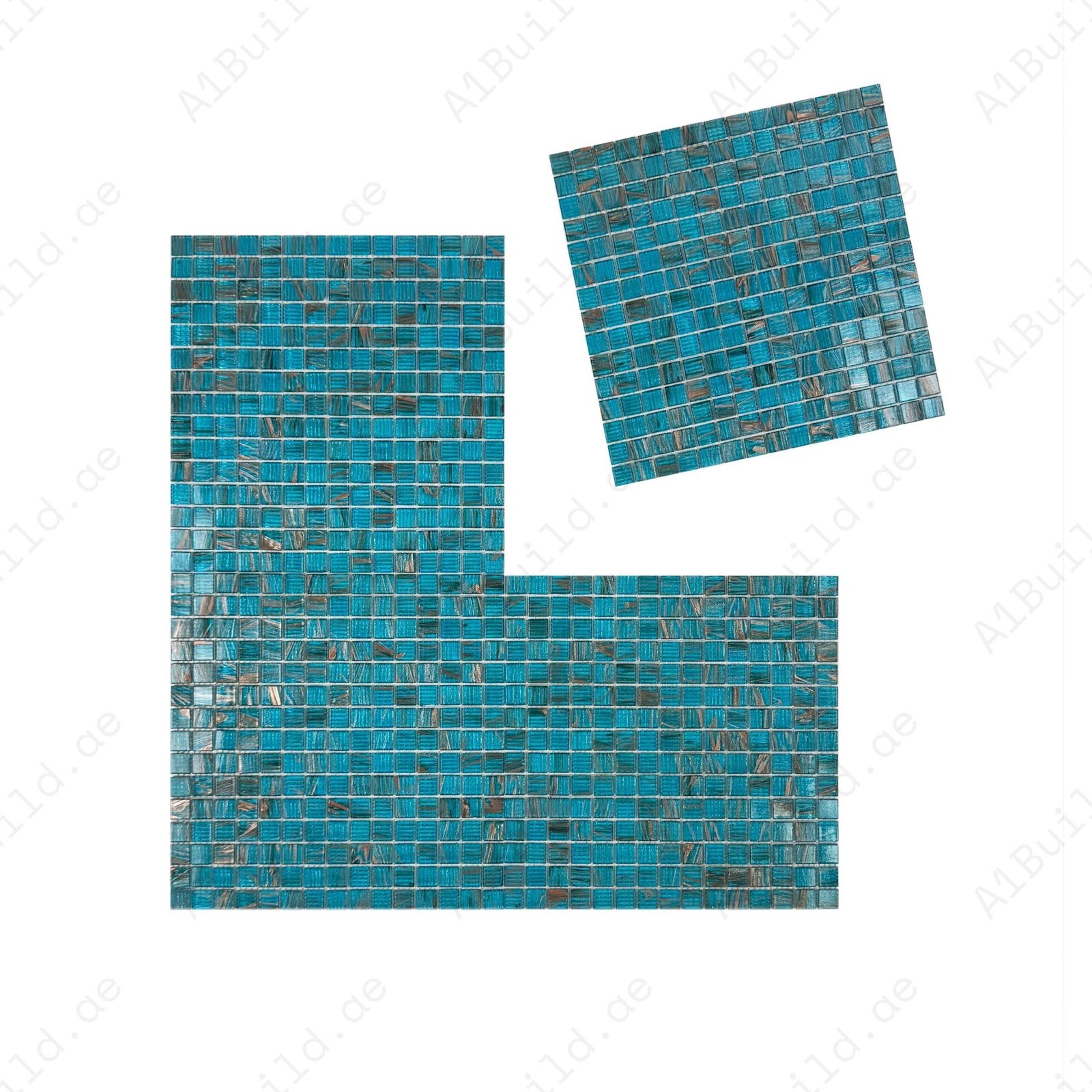 Glacial Artistry Series Cerulean Blue With Gold Line Hot Melt Glass Mosaic - Image 2