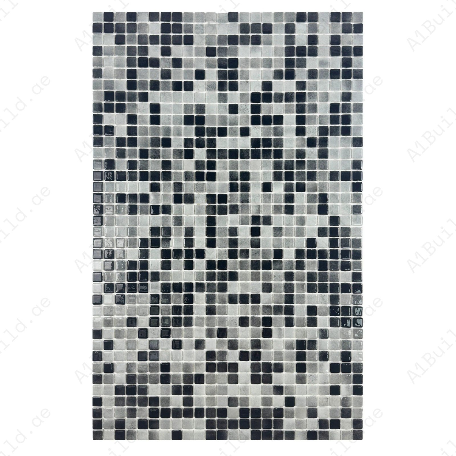 European Mosaic Series Light Grey & Black White Mixed Iridescent Recycled Glass Mosaic