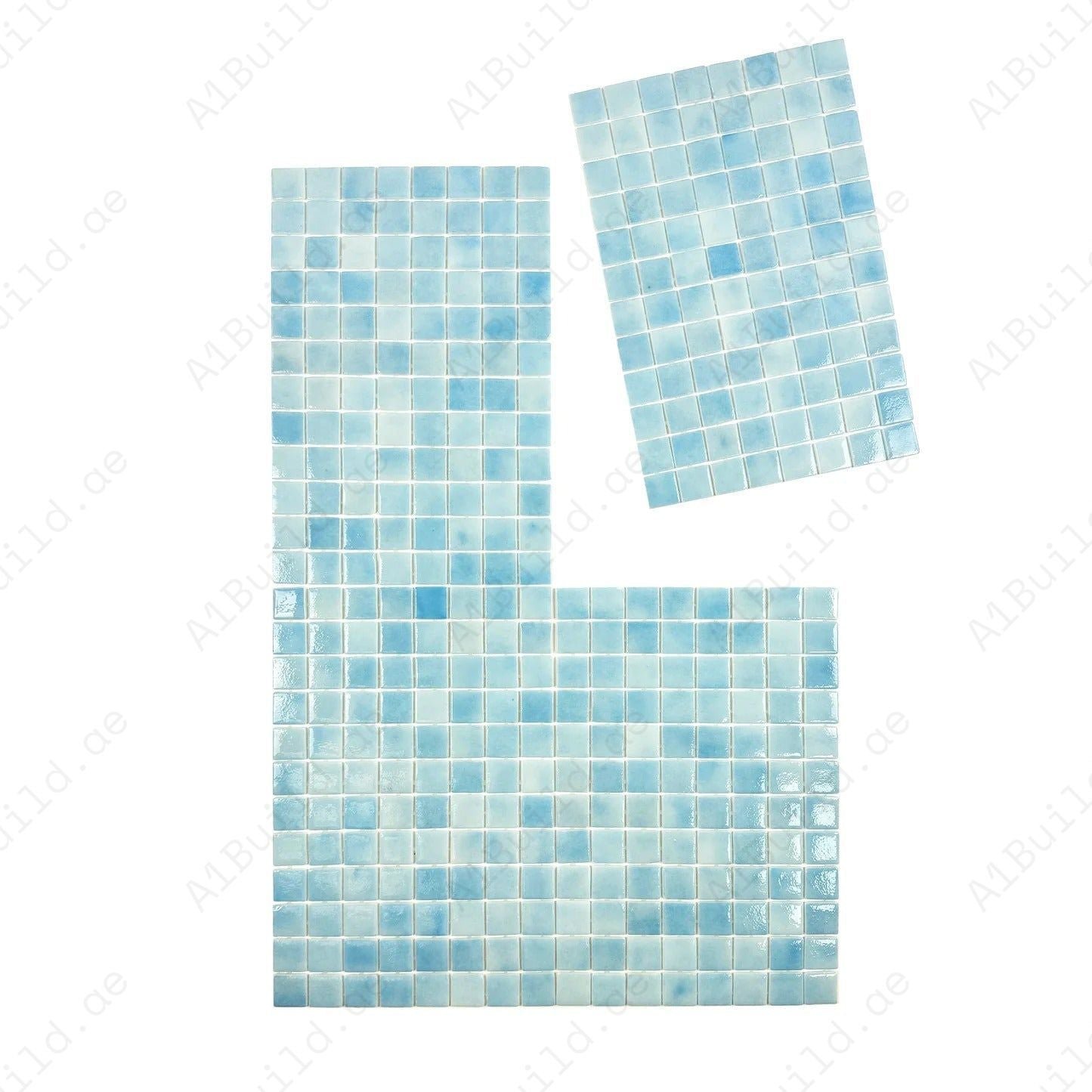 European Mosaic Series Powder Blue & Sky Blue Mixed Recycled Glass Mosaic - Image 2