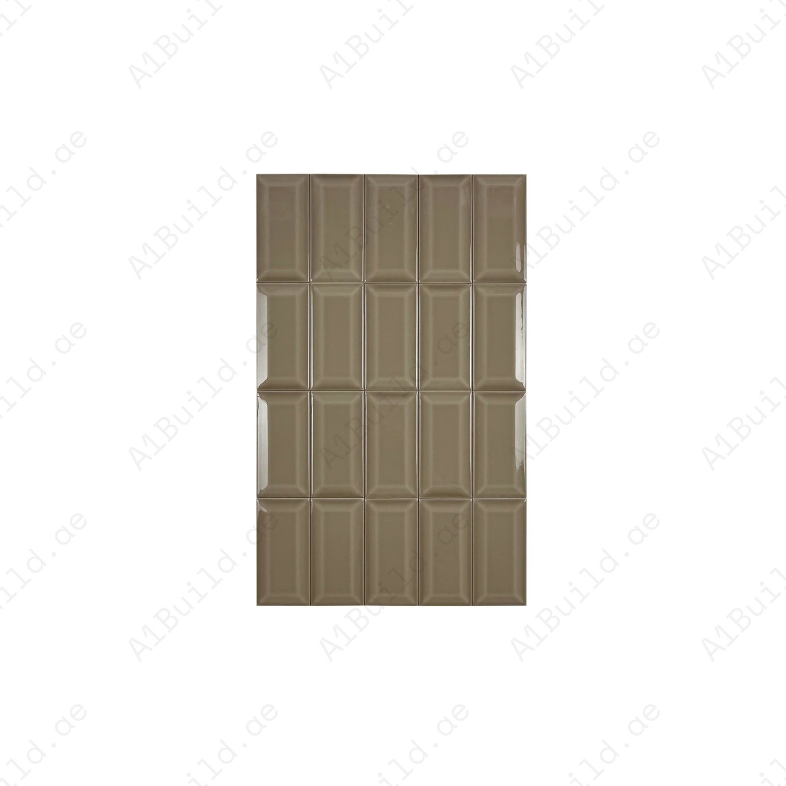 Urban Luxe Series Light Brown Glossy Beveled Edge Ceramic Tile