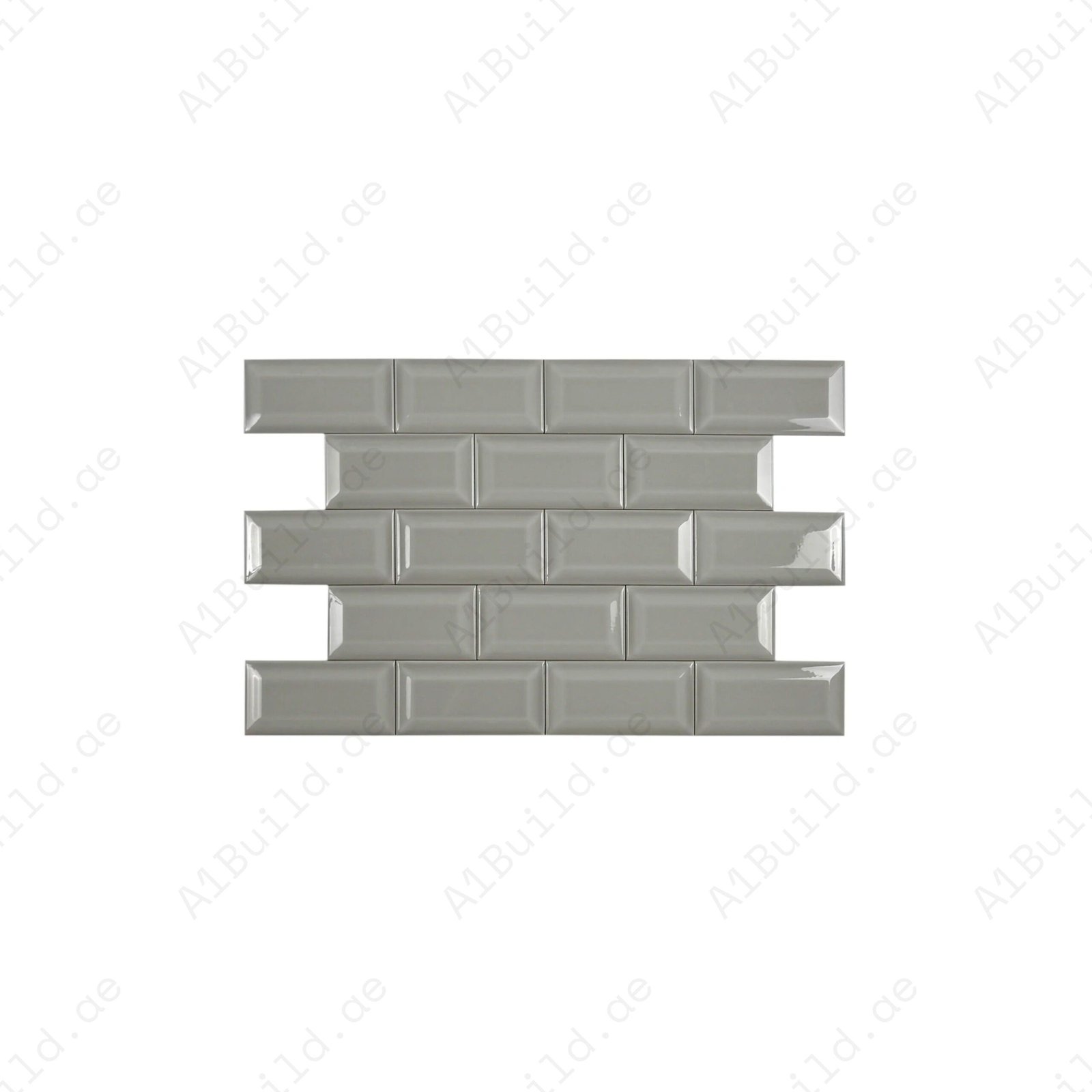 Urban Luxe Series Light Grey Glossy Beveled Edge Ceramic Tile - Image 2