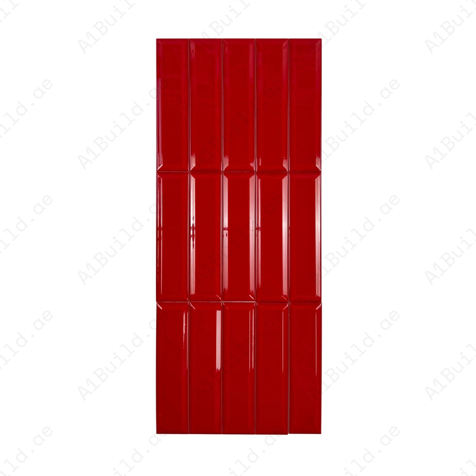Urban Luxe Series Red Glossy Beveled Edge Ceramic Tile