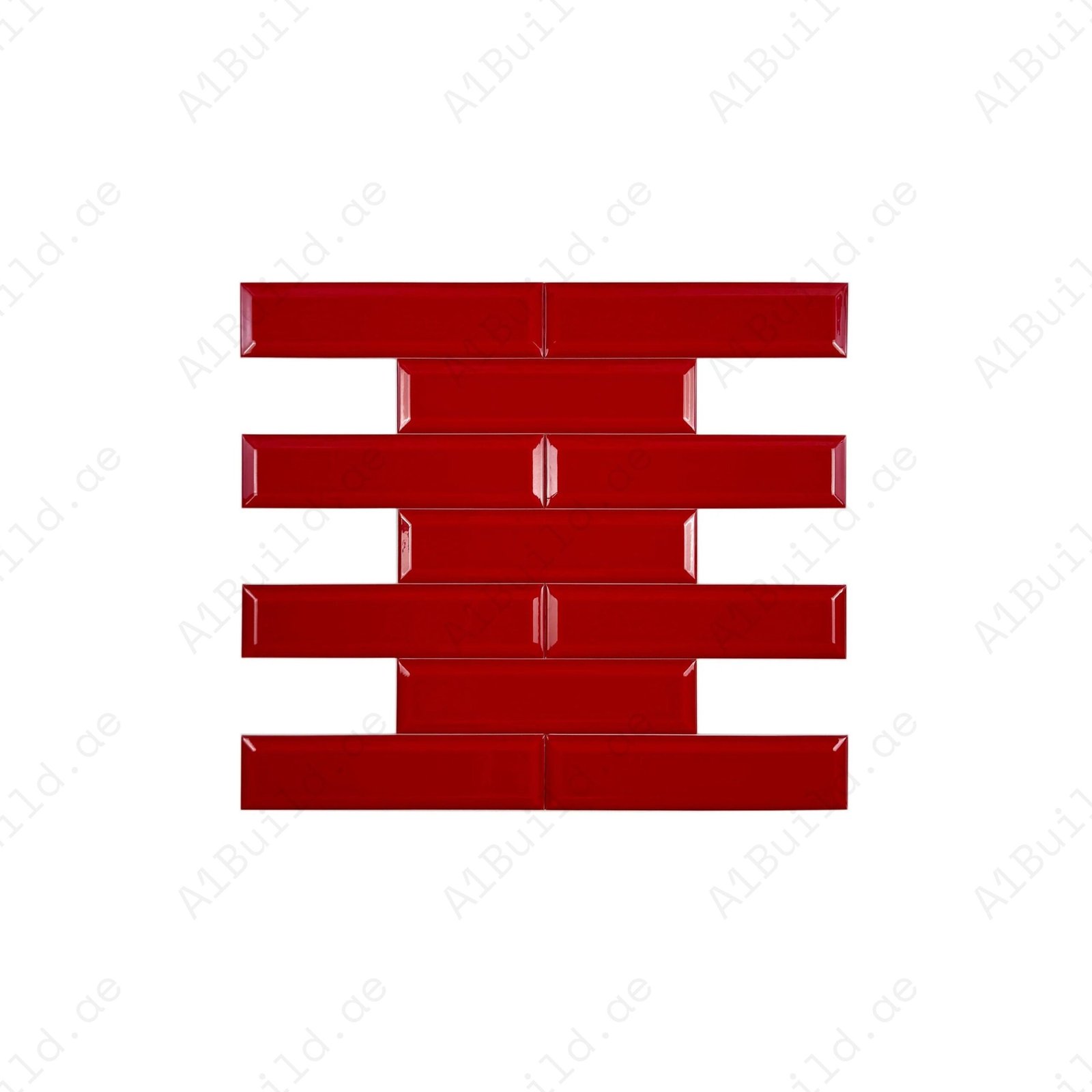 Urban Luxe Series Red Glossy Beveled Edge Ceramic Tile - Image 2