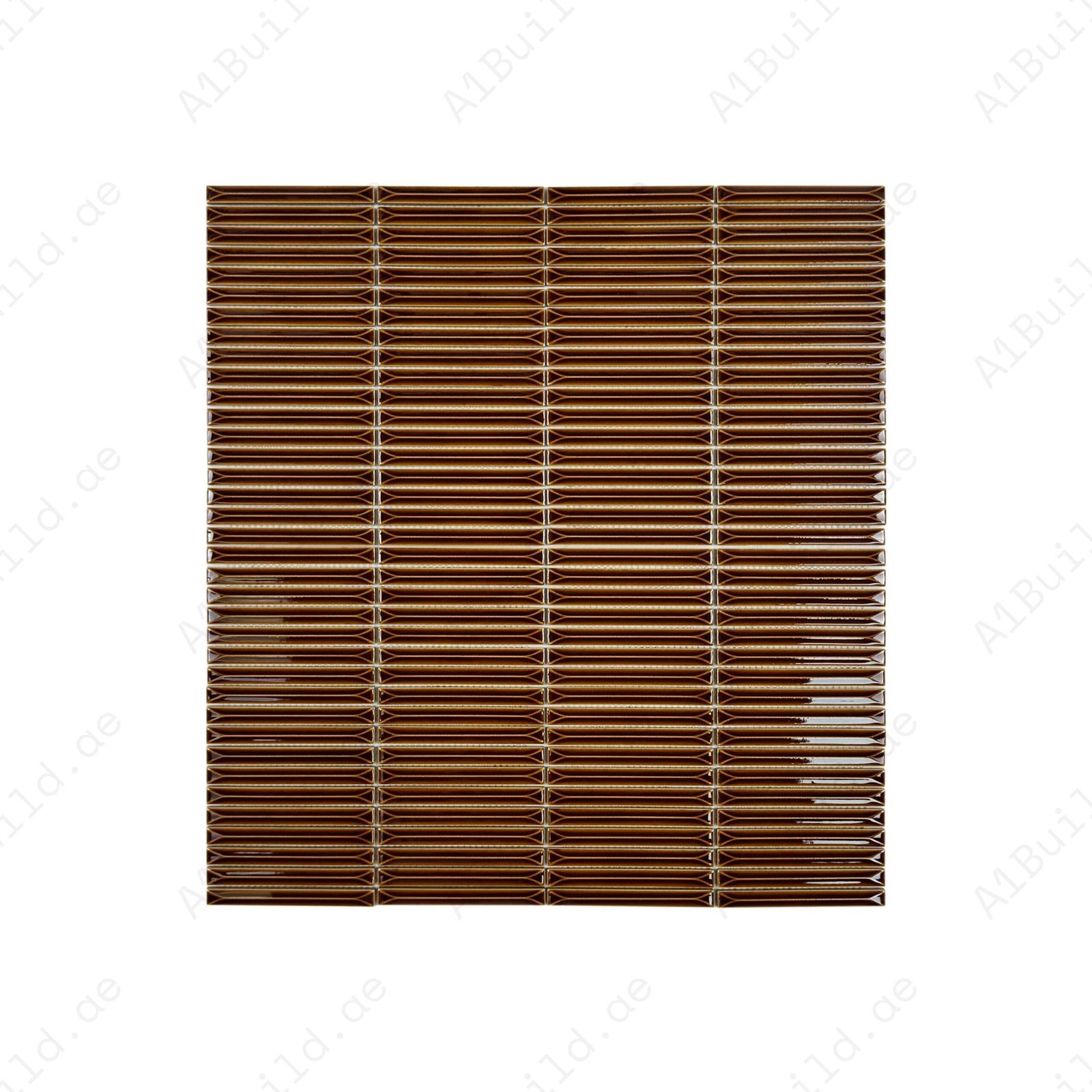 Sicilian Luxury Series Caramel Brown Elongated Beveled Rectangular Shape Glossy Porcelain Mosaic